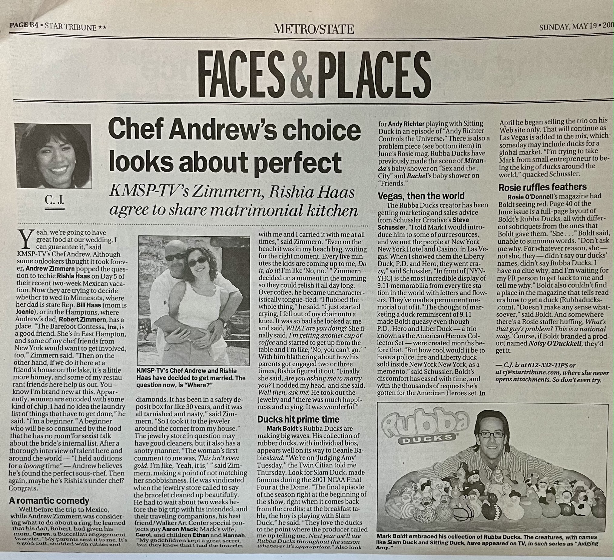 Star Tribune, Face & Places, rubber duck, rubba ducks, Rosie O'Donnell, Rosie Magazine