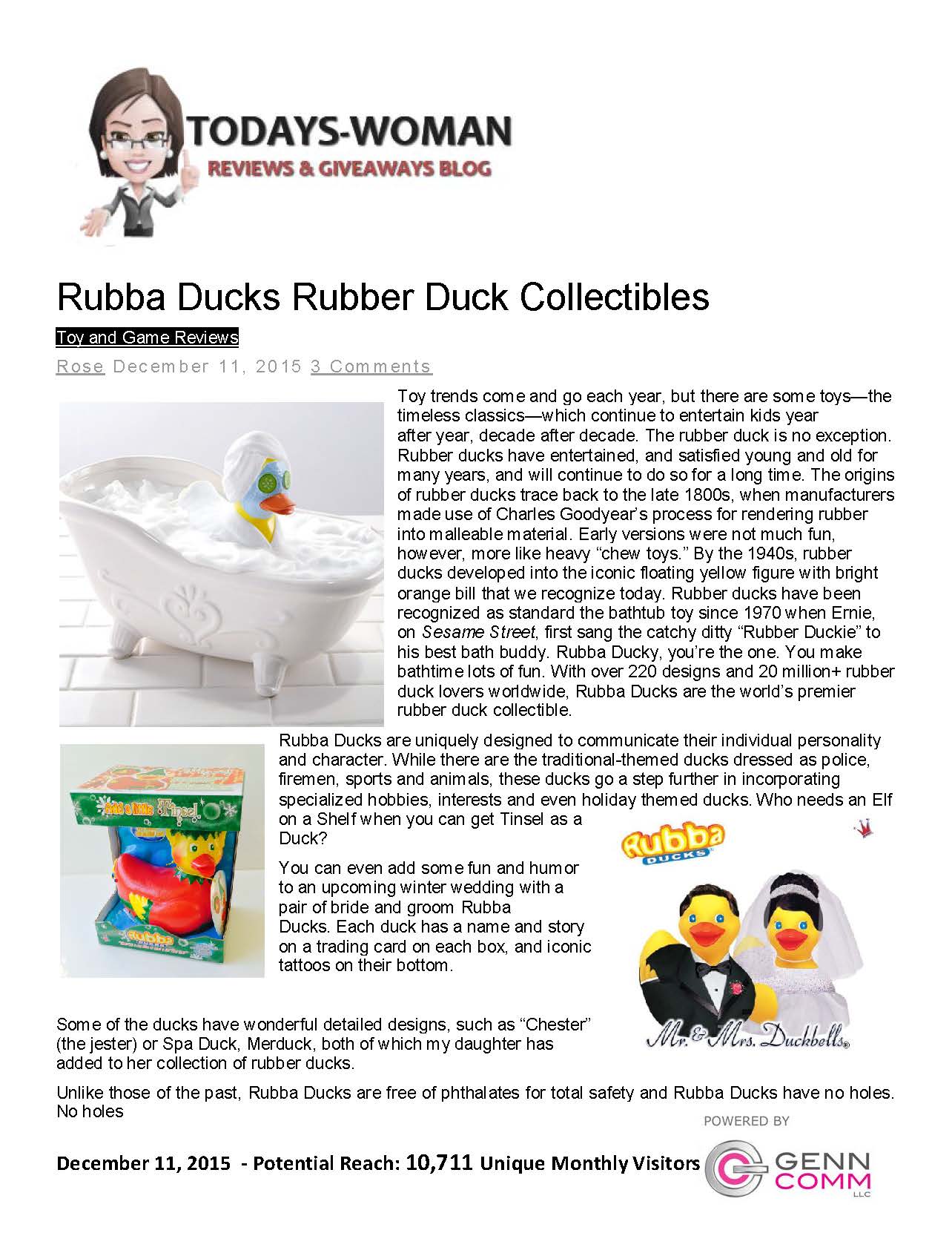 Todays Woman, GennComm, rubber duck, rubba ducks, collectibles